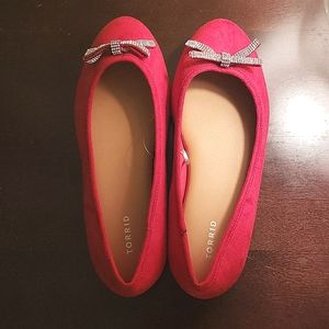 Torrid Bow Ballet Flats, Size 10, Red